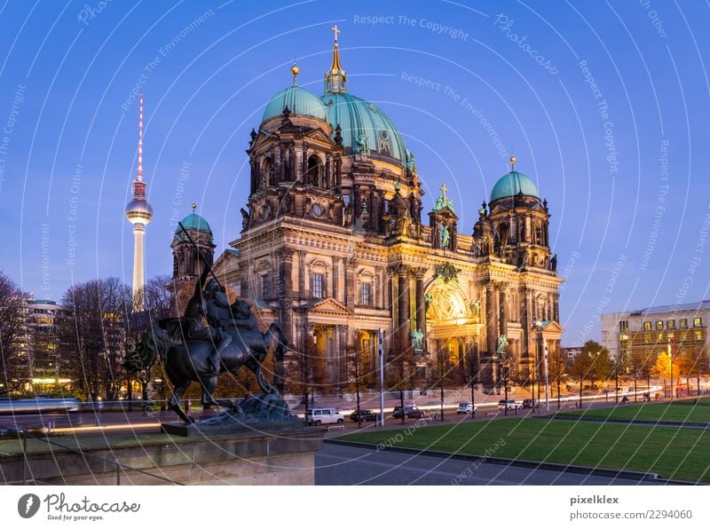 Berlin Cathedral at night Night life Museum Downtown Berlin Germany Europe Town Capital city Old town Dream house Church Dome Places Tower Manmade structures