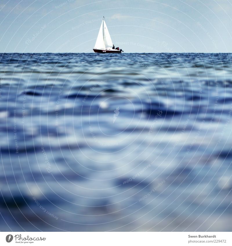 out of reach Far-off places Summer Ocean Waves Sports Sailboat Sailing Environment Elements Water Sky Horizon Beautiful weather Baltic Sea Yacht Sailing ship