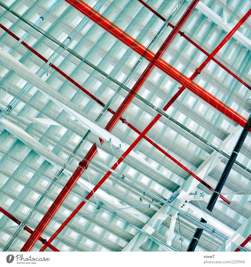 red line Wall (barrier) Wall (building) Metal Line Stripe Esthetic Authentic Modern Above Positive Red Beautiful Design Transmission lines Graphic