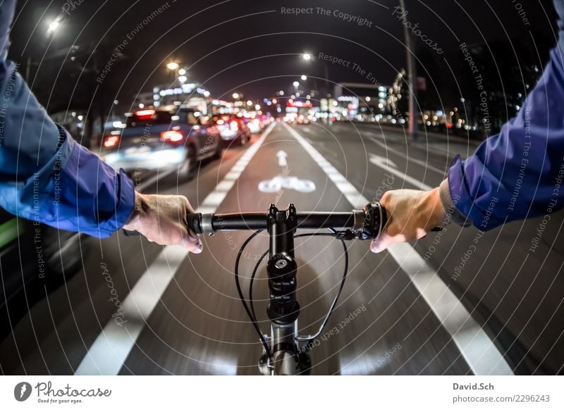 cyclist's perspective Lifestyle Leisure and hobbies Sports Office Human being Driving Power Colour photo Exterior shot Copy Space top Morning Evening Night