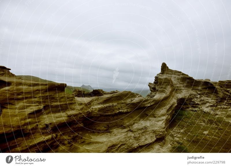 Iceland Environment Nature Landscape Elements Sky Rock Volcano Dyrhólar Exceptional Dark Natural Wild Moody Rock formation Stone Structures and shapes