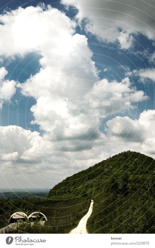 tower mount Environment Nature Landscape Plant Sky Clouds Sunlight Summer Climate Beautiful weather Tree Forest Hill Peak Aichelberg Traffic infrastructure