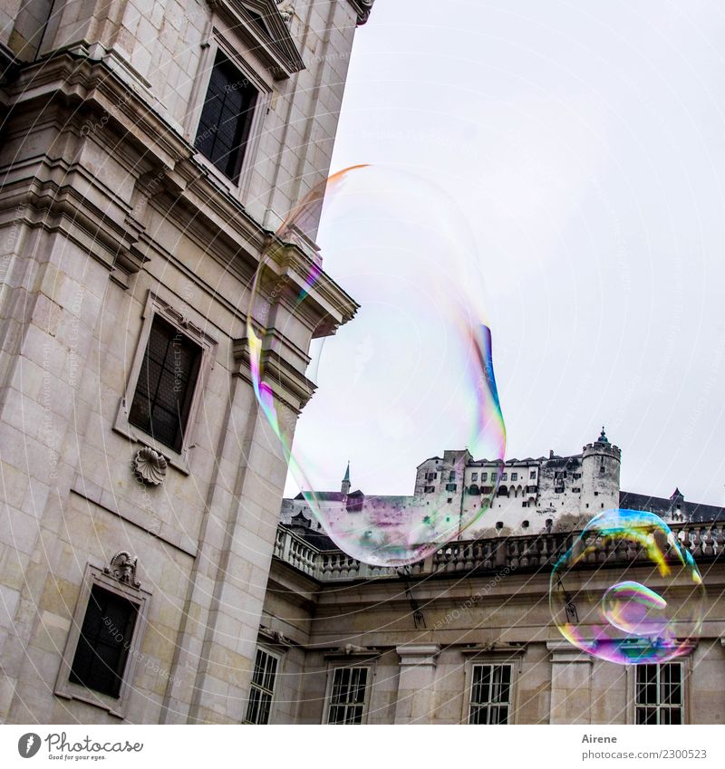 full of verve | until it bursts Playing Soap bubble City trip Renaissance Salzburg Salzburg cathedrale Church Dome Castle Flying Fantastic Large Tall Round