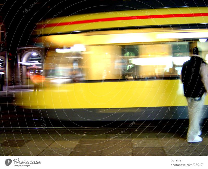streetcar Yellow Tram Photographic technology Human being