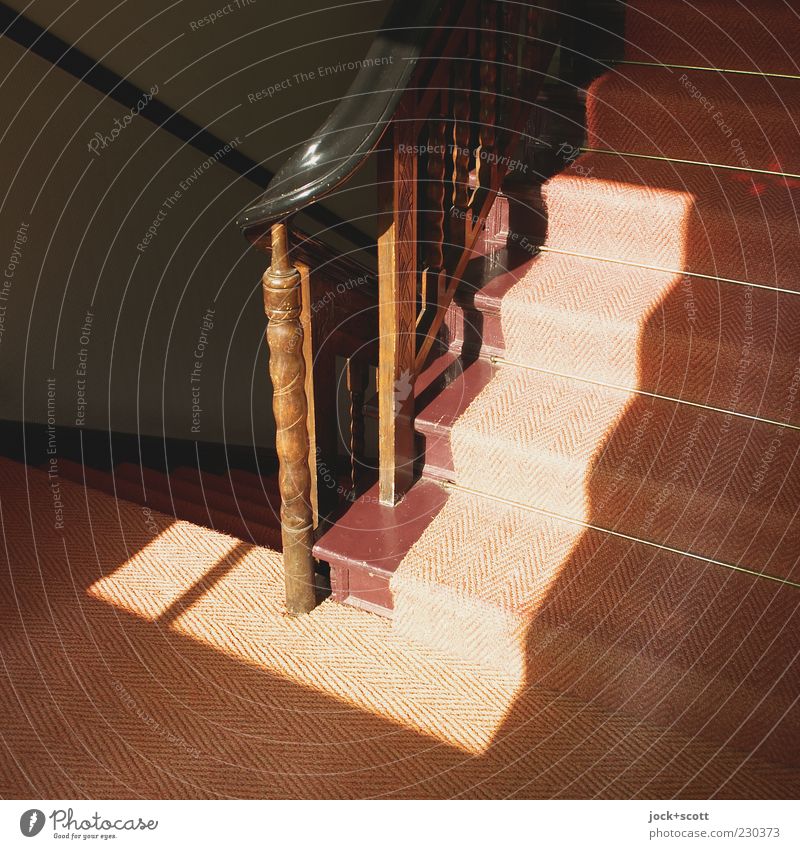 Corner - stairs - sunlight Architecture Staircase (Hallway) Banister Stripe Illuminate Old Sharp-edged Historic Cleanliness Style Lanes & trails Floor covering