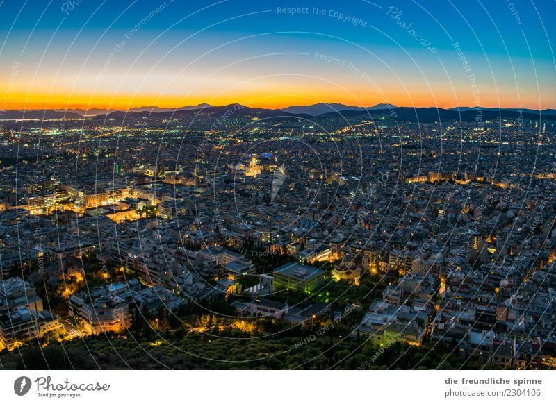 Sunset over Athens Vacation & Travel Tourism Far-off places Sightseeing City trip Summer Summer vacation Sky Sunrise Sunlight Greece Europe Capital city