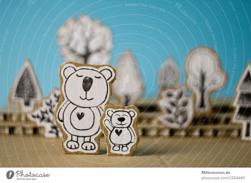 pappland - bears Animal Forest Bear Teddy bear Cute Landscape Creativity Cardboard Comic strip character Idea Mother Child Friendship Environment