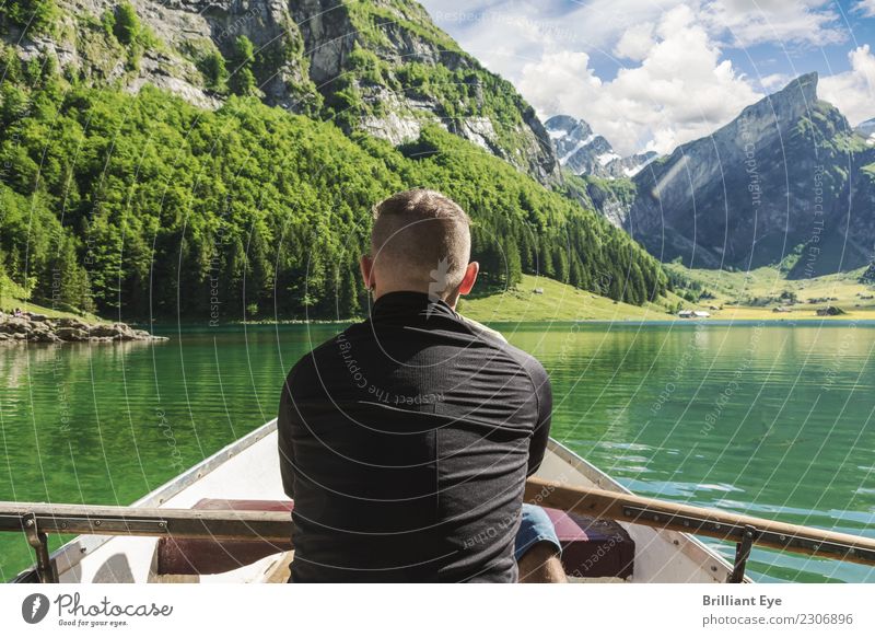 Rowing on the Seealpsee Vacation & Travel Trip Far-off places Human being Masculine 1 18 - 30 years Youth (Young adults) Adults Environment Nature Landscape