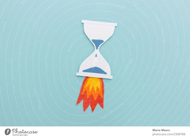 Hourglass with rocket fire Study Business Career Running Speed Blue Determination Apocalyptic sentiment Energy Stress Time Target Haste Calm Power