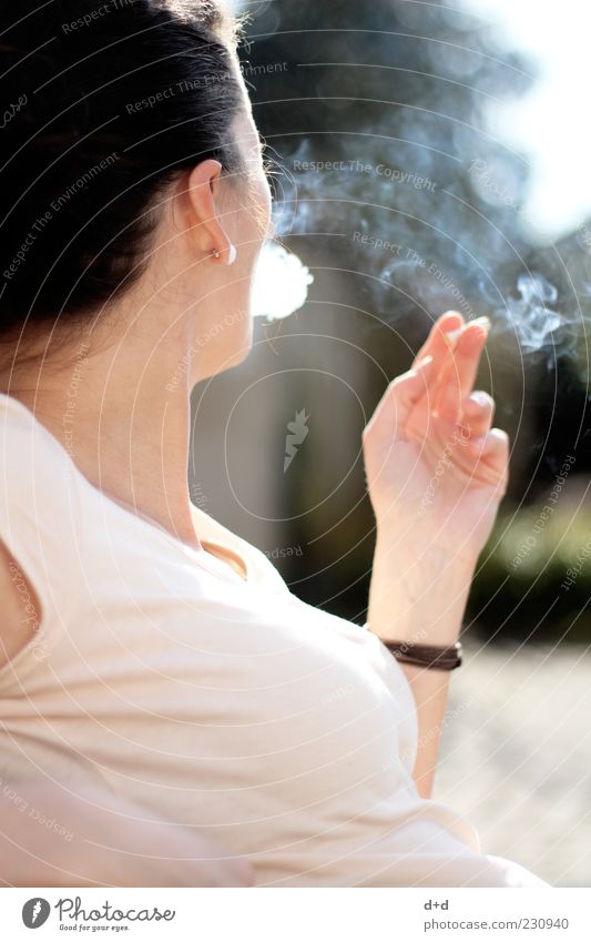 )o Woman Adults Smoking Cigarette Lady Sunlight Earring Dismissive Conceited To enjoy Smoke Smoke cloud Contrast Esthetic Youth (Young adults) Cigarette break