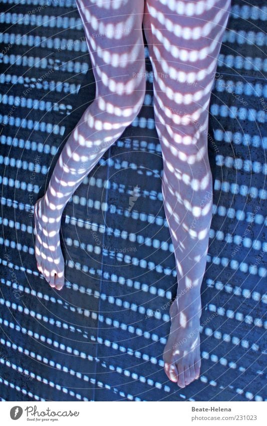 Striated by light 2 Lifestyle Feminine Woman Adults Skin Legs Sunlight Beautiful weather Line Stripe Lie To swing Esthetic Exceptional Exotic Brash Hot Thin