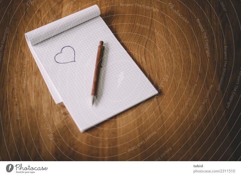 love letter Paper Piece of paper Pen Sign Love Ballpoint pen Heart Infatuation Wooden table Love letter Longing Notebook Letter (Mail) Declaration of love