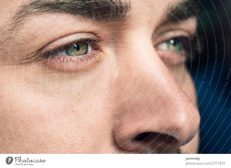 Close-up shot of man's eyes Beautiful Skin Face Human being Young man Youth (Young adults) Man Adults Eyes 1 30 - 45 years Green close Vantage point Vision
