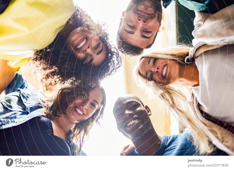 Group of young people together outdoors in urban background. Lifestyle Joy Human being Young woman Youth (Young adults) Young man Woman Adults Man Friendship 5
