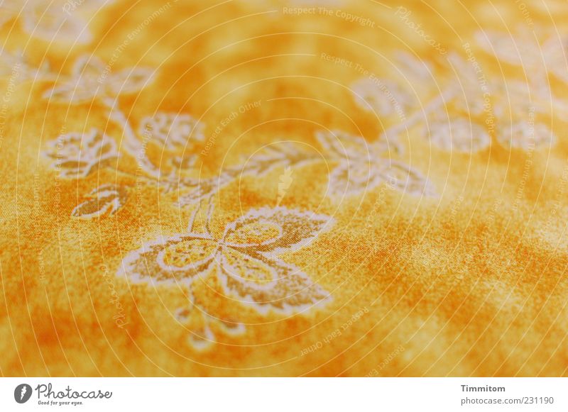 Place for the birthday cake Ornament Kitsch Yellow Flowery pattern White Close-up Tablecloth Colour photo Interior shot Deserted Day Shallow depth of field