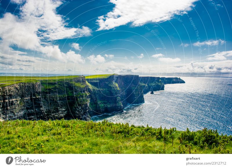 Cliffs of Moher on the coast of Ireland Coast Atlantic Ocean Tall Vantage point Surf clare Extreme Rock galway Risk Dangerous Large Sky Landscape Picturesque