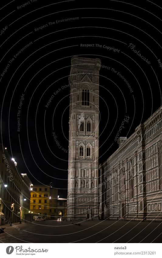 Santa Maria del Fiore (Cathedral of Florence) at night Town Capital city Downtown Old town Deserted Church Dome Places Tower Manmade structures Building