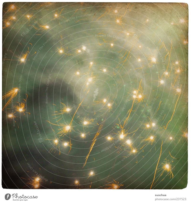 happy birthday .. Night sky Feasts & Celebrations Glittering Illuminate Green Spark New Year's Eve Exterior shot Abstract Pattern Structures and shapes Deserted