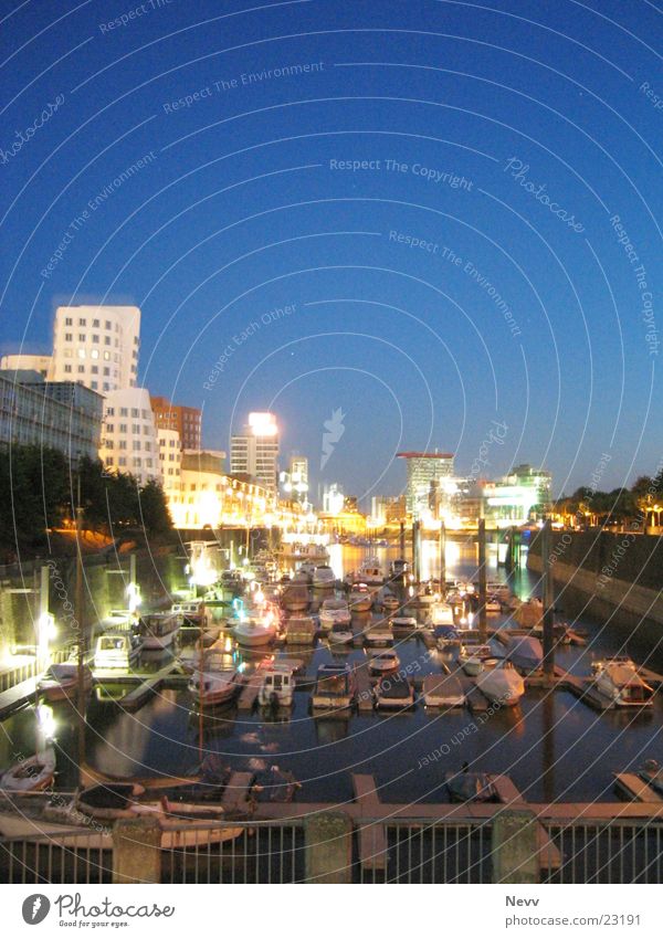 media harbour Night Long exposure Europe Harbour Duesseldorf