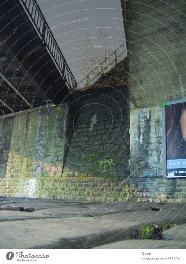 under the bridge Railroad bridge Night Long exposure Neuss district Bridge Street