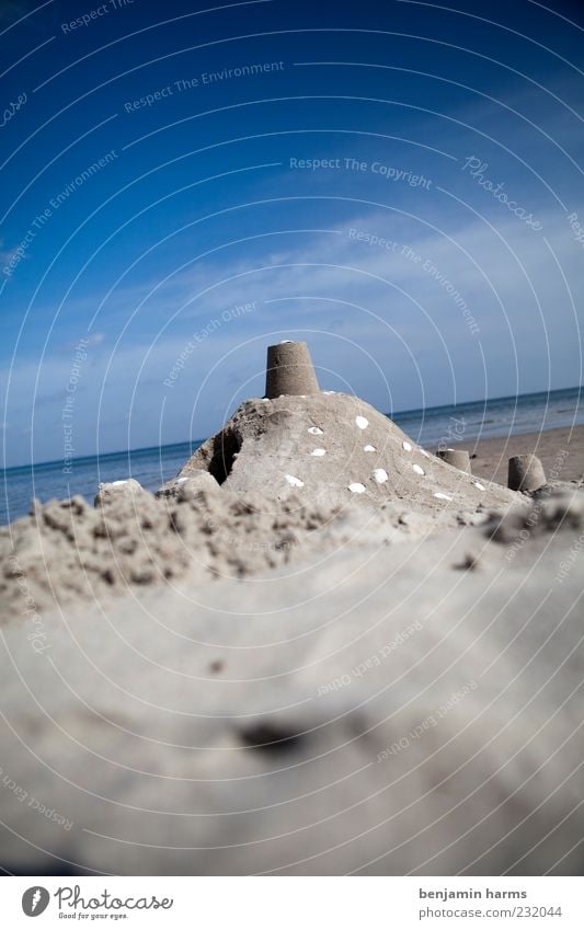 day at the sea #1 Sandcastle Water Clouds Beautiful weather Beach Baltic Sea Ocean Mussel Mussel shell Colour photo Exterior shot Deserted Day