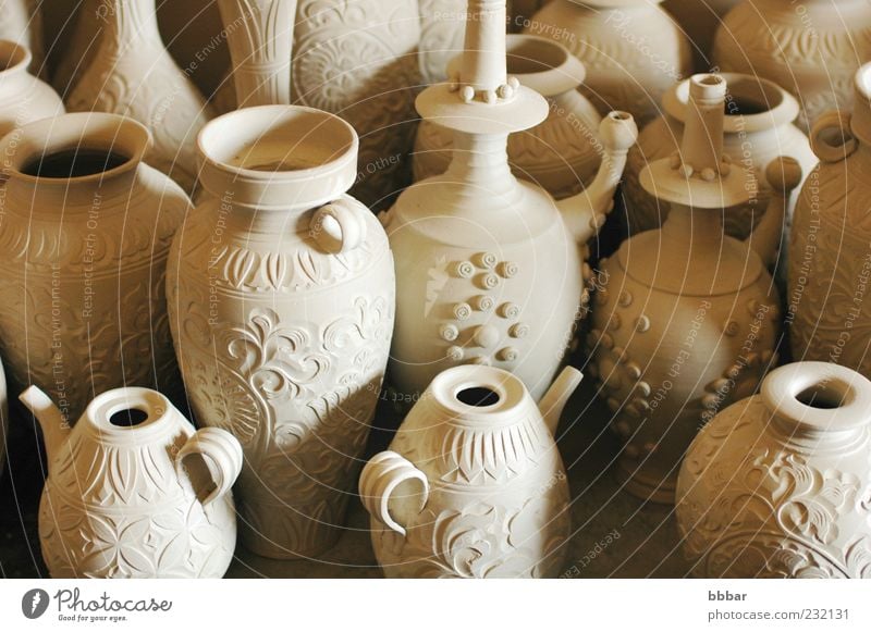 Raw pottery Jugs and Vases Pot Pan Cup Bottle Human being Fingers Work of art Container Watering can Dirty Wet New Brown Gray Creativity Tradition Clay Potter