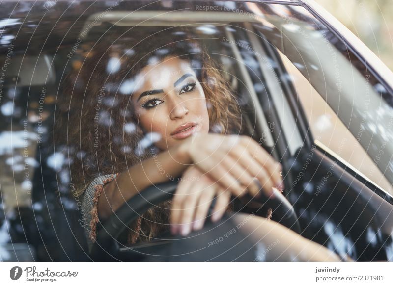 Young woman inside a car looking through the window Lifestyle Beautiful Hair and hairstyles Face Vacation & Travel Trip Human being Feminine