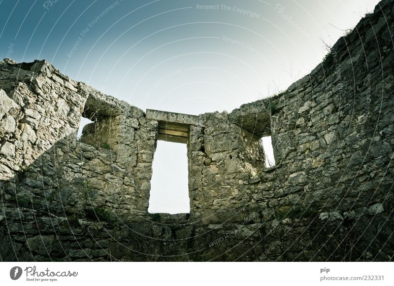 wall Ruin Wall (barrier) Wall (building) Facade Window Door Monument hohenurach Stone Old Ancient Round Sky Shadow Roman era Colour photo Exterior shot