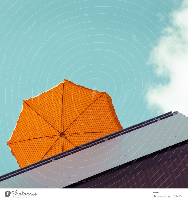 balkonies Vacation & Travel Summer Sky Clouds Beautiful weather Balcony Blue Orange Sunshade Weather protection Sunlight Colour photo Multicoloured