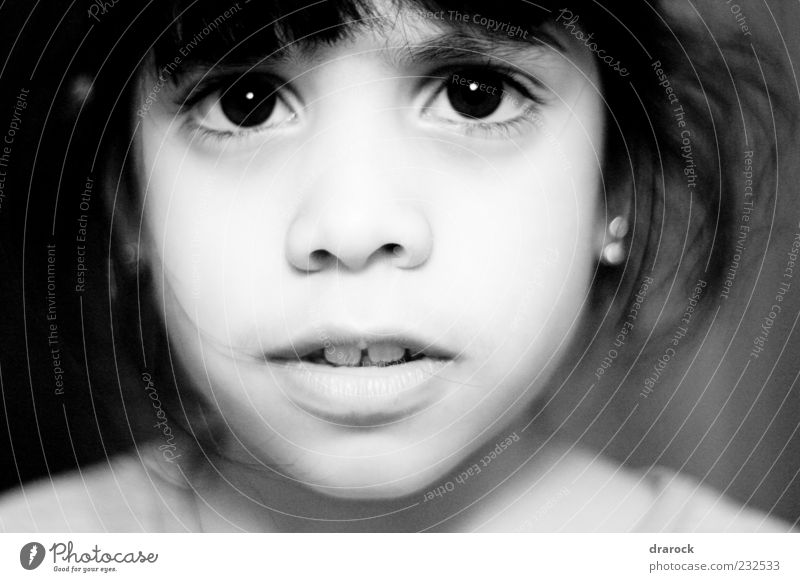 uncertainty Child Girl Infancy Face 1 Human being 3 - 8 years Looking Black White Fear Loneliness Nostalgia Innocent Doubt Black & white photo Interior shot
