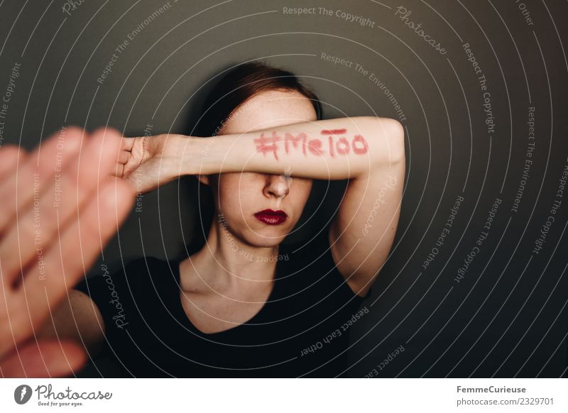 Woman showing #MeToo on her arm Feminine Young woman Youth (Young adults) Adults 1 Human being 18 - 30 years 30 - 45 years Sign Characters Fear Protest Revolt