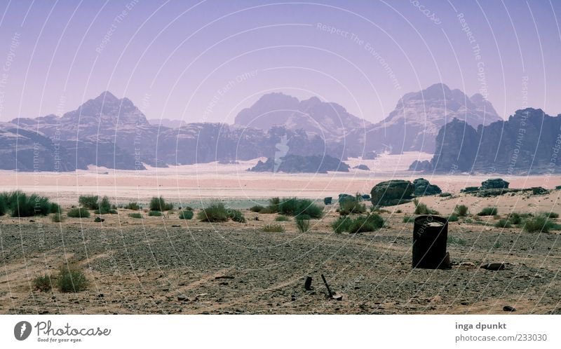 fata morgana Vacation & Travel Far-off places Mountain Environment Nature Landscape Plant Sky Summer Climate Drought Bushes Rock Desert Sand Dune Wadi Rum