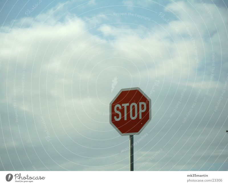 STOP! Road sign Clouds Red Things Stop sign Signs and labeling octagon 8-corner