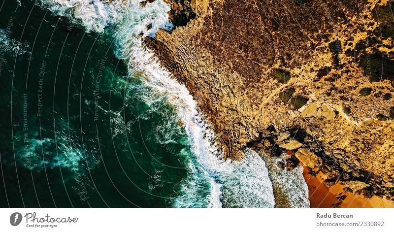 Aerial View Of Ocean Waves Crushing On Rocky Beach Environment Nature Landscape Earth Sand Water Summer Weather Storm Wind Coast Bay Discover Vacation & Travel