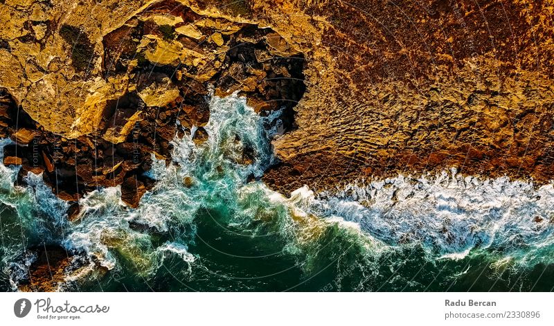 Aerial View Of Ocean Waves Crushing On Rocky Beach Environment Nature Landscape Water Summer Weather Wind Hill Coast Bay Island Exceptional Simple