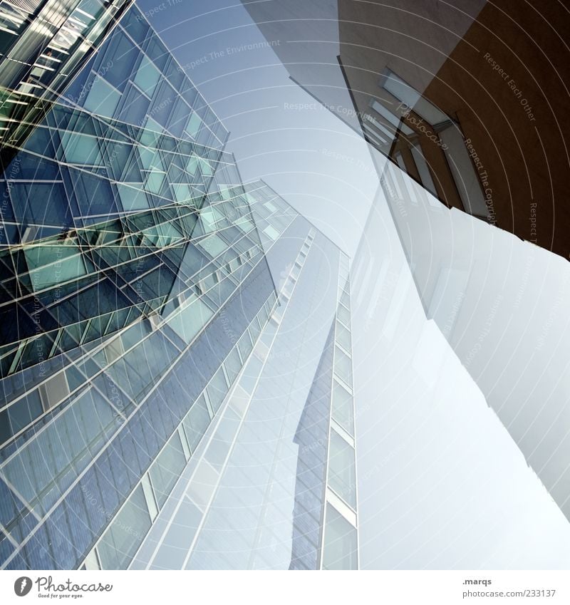 banking Bank building Building Architecture Facade Large Tall Perspective Future Skyward Double exposure Colour photo Exterior shot Abstract Deserted