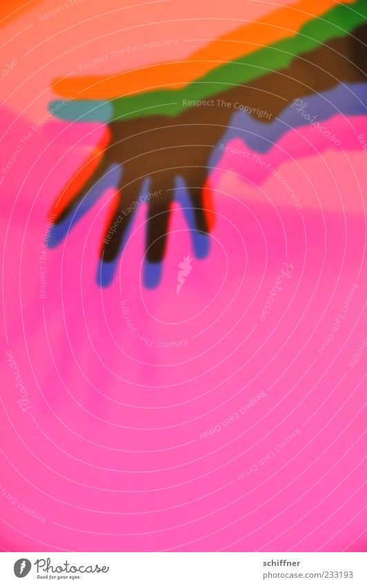 of the Maîtres hand, colorful Human being Hand Fingers Blue Multicoloured Yellow Green Violet Pink Red Splay Wave Welcome Additive colour blending Shadow