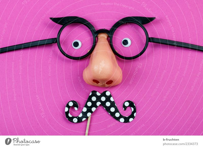 Man with beard Feasts & Celebrations Carnival Hallowe'en Eyes Nose Facial hair Mask Eyeglasses Observe Pink Joy Requisite Anonymous Hide Masculine Dress up