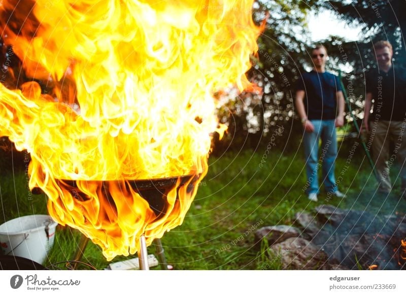 Want some sausage? Leisure and hobbies Barbecue (event) Feasts & Celebrations Relaxation Hot Warmth Yellow Red Fire Barbecue (apparatus) Fireplace Disaster