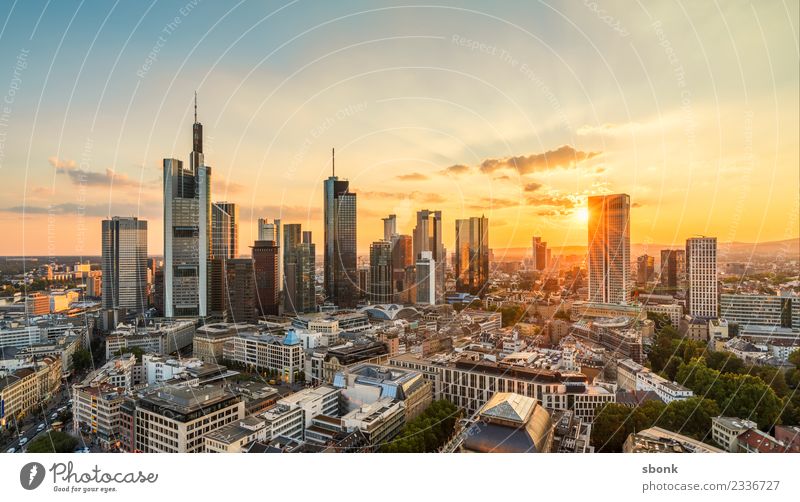 Frankfurt Summer Evening II Office Business Downtown Skyline High-rise Vacation & Travel Main City cityscape river architecture buildings banking banks