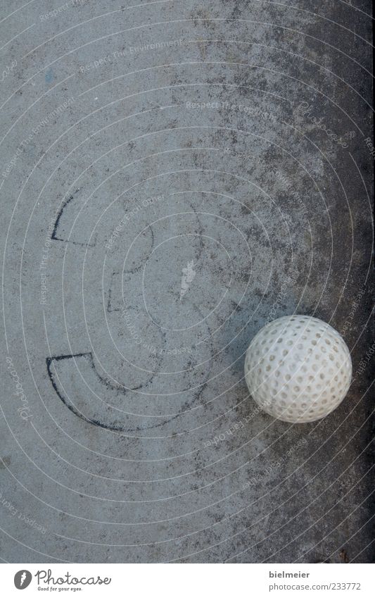 3-POINT Mini golf Stone Concrete Small Gray Black White Golf Golf ball Ball Plastic Sphere Black & white photo Exterior shot Close-up Abstract