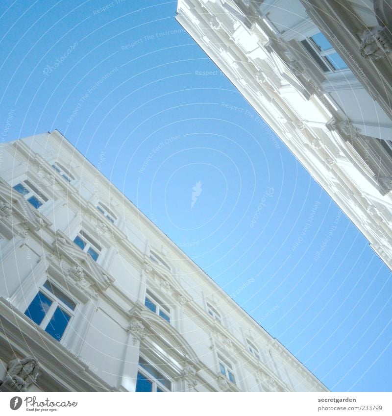 how it feels to be an ant. Sky Cloudless sky Summer Beautiful weather Manmade structures Building Architecture Facade Window Large Blue White Schanzen quarter