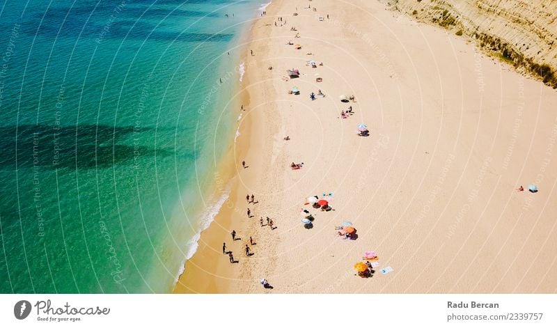 Aerial View From Flying Drone Of People On Beach Lifestyle Exotic Wellness Swimming & Bathing Vacation & Travel Freedom Summer Summer vacation Sun Sunbathing