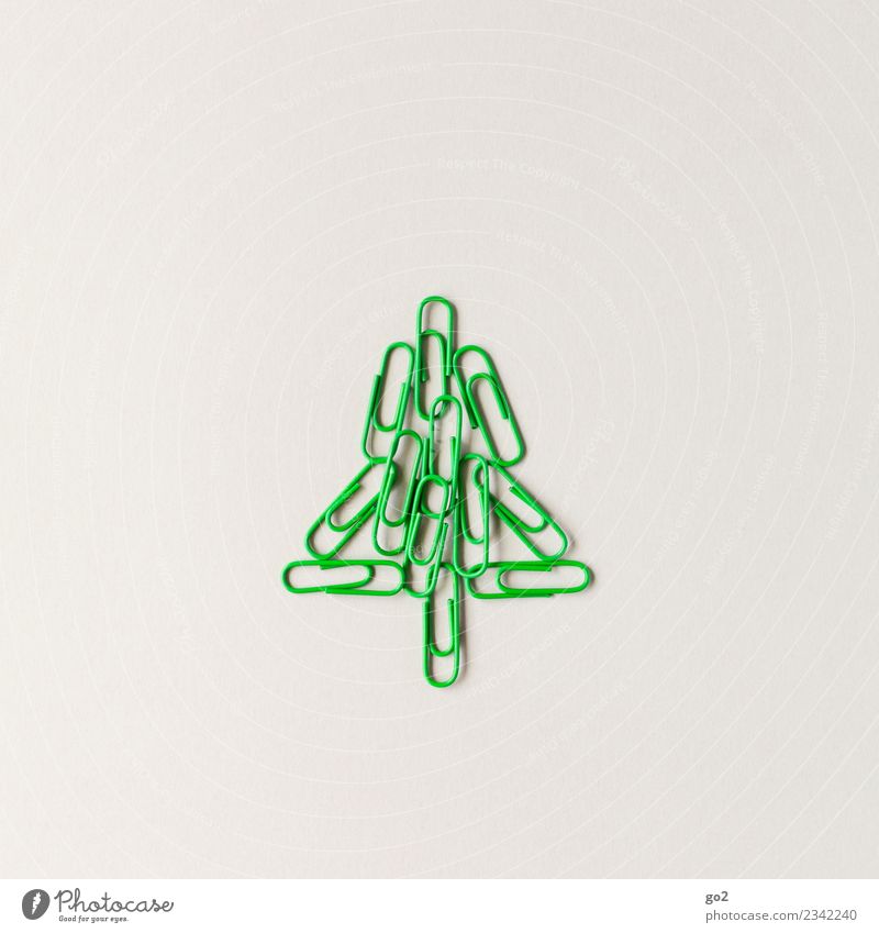 Christmas tree made of green paperclips Christmas & Advent Office work Workplace Stationery Decoration Kitsch Odds and ends Paper clip Sign Esthetic Exceptional