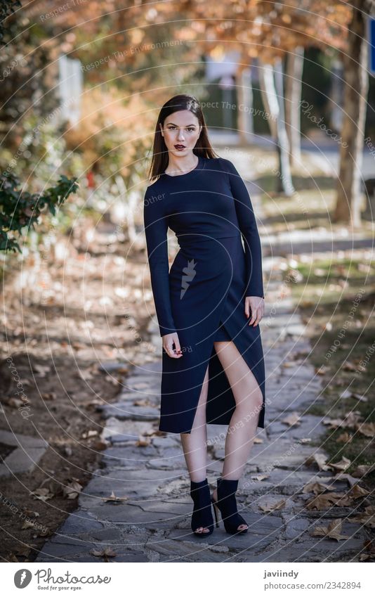 Beautiful young woman, model of fashion, wearing black dress - a Royalty  Free Stock Photo from Photocase