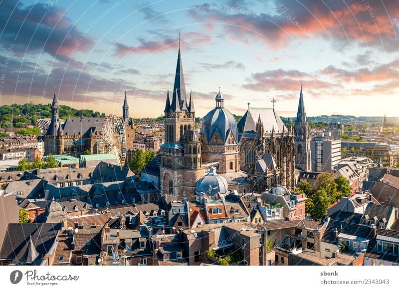 imperial city of Aachen Town Skyline Dome Vacation & Travel aces aix-la-chapelle Germany City architecture cityscape Aachen Cathedral church cathedral
