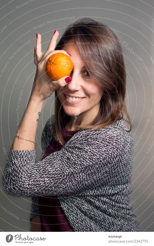 healthy girl with an orange Fruit Orange Nutrition Organic produce Vegetarian diet Diet Lifestyle Joy Beautiful Healthy Health care Healthy Eating Wellness