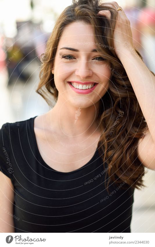 Beautiful young woman with blue eyes smiling outdoors Lifestyle Style Hair and hairstyles Summer Human being Feminine Young woman Youth (Young adults) Woman