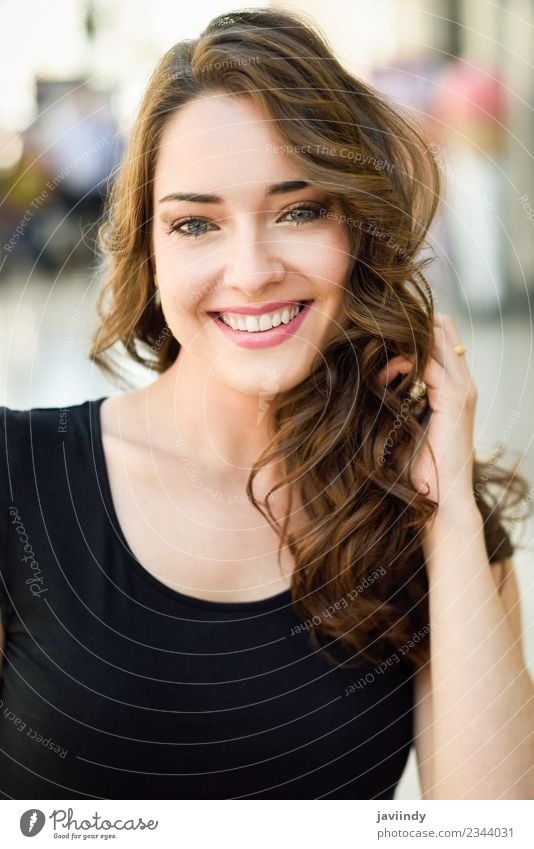 Beautiful young woman with blue eyes smiling outdoors Lifestyle Style Hair and hairstyles Summer Human being Feminine Young woman Youth (Young adults) Woman