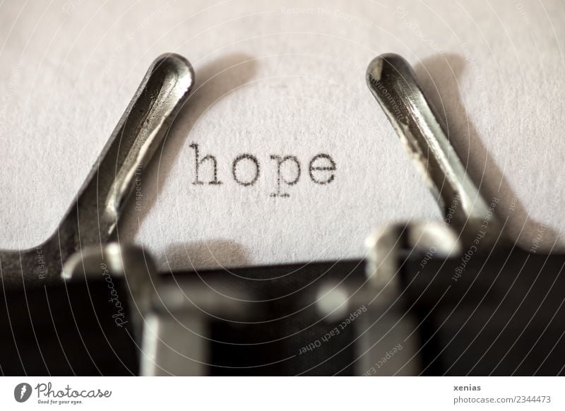 hope typed on an old typewriter Typewriter Hope Characters Write Black White Optimism Concern Distress Subdued colour Studio shot Letters (alphabet) Emotions